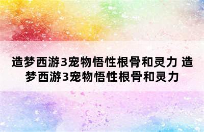 造梦西游3宠物悟性根骨和灵力 造梦西游3宠物悟性根骨和灵力